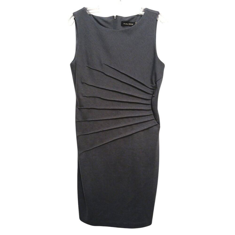 Ivanka Trump Dress Women's Sz 8 DARK GRAY Sheath Sleeveless Career Office City